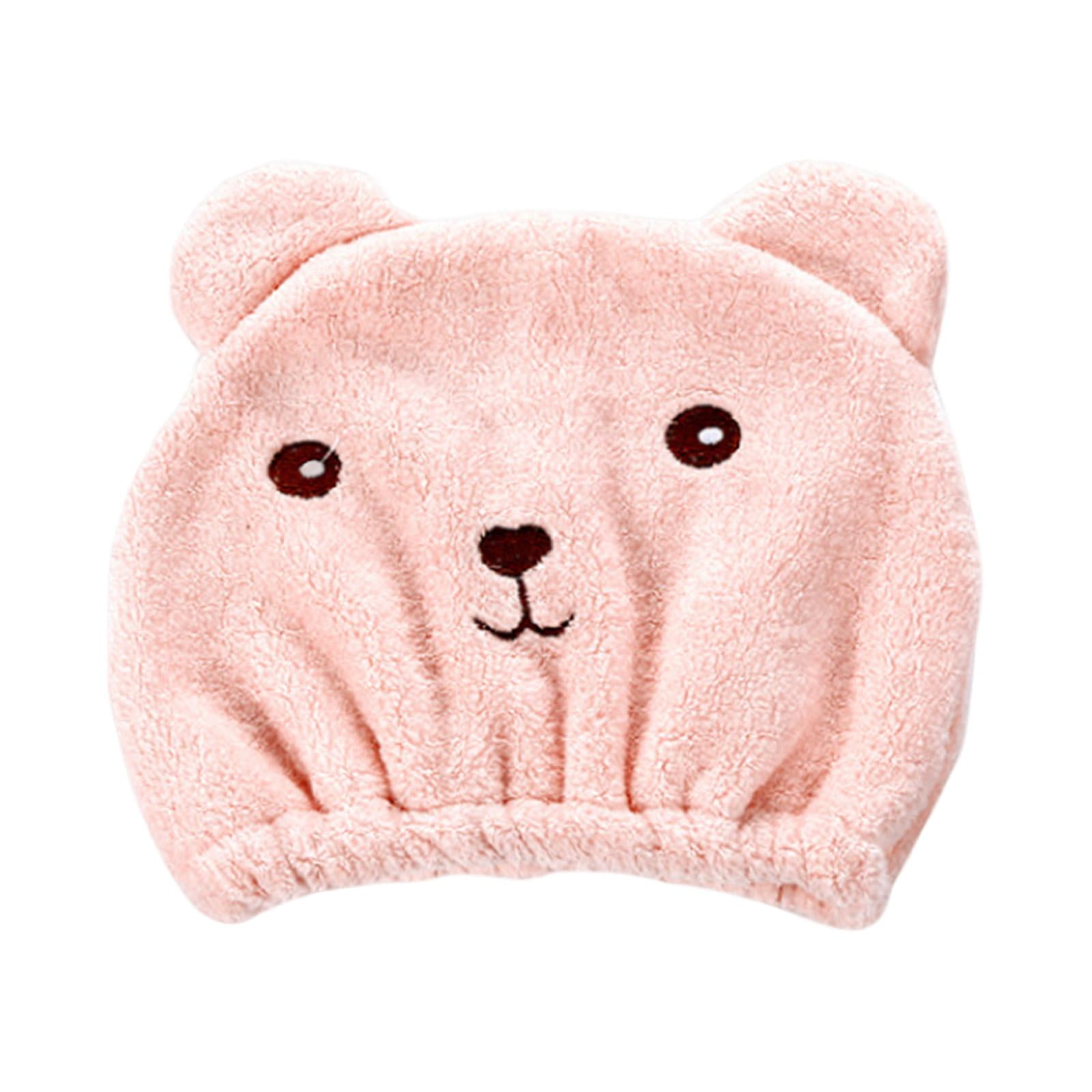 Magideal - Toallas De Secado De Cabello, Gorro De Toalla De Ducha, Secado Rápido De Oso, Envoltura De Cabello Largo, Envoltura De Toalla De Cabello Portátil Rosa