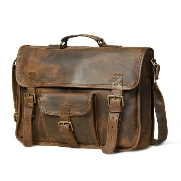 Cartera Mensajero y Maletín SHARO Cuero Marrón y Lona Bicolor
