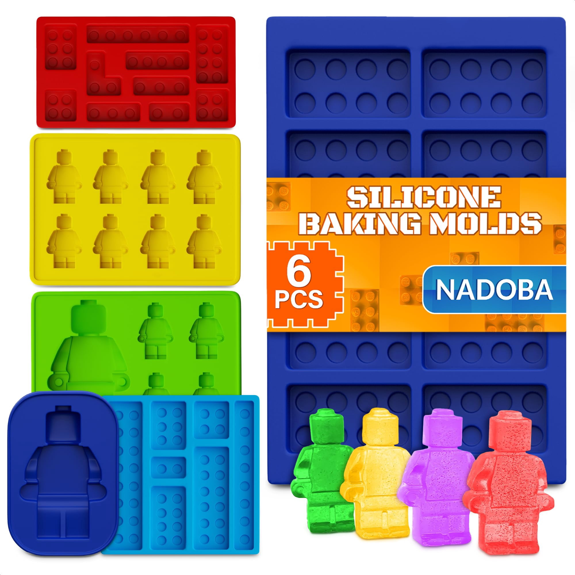 Moldes De Silicona Para Chocolate Nadoba Fun Robot & Brick, 6 Unidades