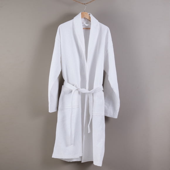 Bata de Baño Hotel Waffle blanca 118x64 cm (T-L)