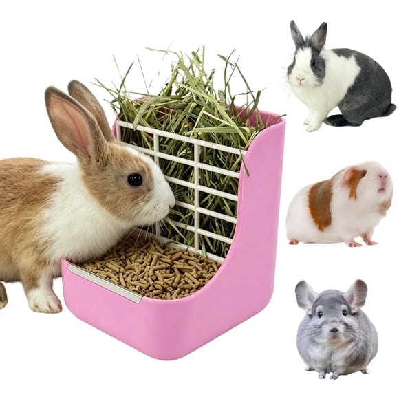 Comedero de Heno Copfeu 15 cm Rosa 2 en 1 para Animales Pequeños