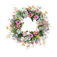 Magideal - Corona De Margaritas De Guirnaldas De Flores Para Decoraciones De Primavera De La Puerta Delantera, Adorno Colgante De Pared, Corona Artificial Para S