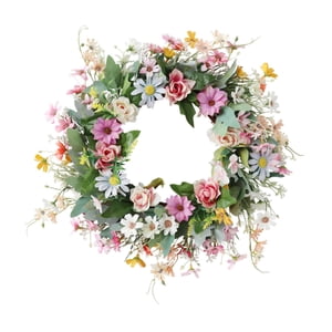 Magideal - Corona De Margaritas De Guirnaldas De Flores Para Decoraciones De Primavera De La Puerta Delantera, Adorno Colgante De Pared, Corona Artificial Para S