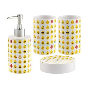 El Edén - 4 Accesorios De Baño De Cerámica, Diseño Emoji
