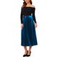 thumbnail image 2 of INSPIRE CHIC Falda Larga de Terciopelo para Mujer Cintura Alta Elegante Noche Formal Cóctel Faldas Línea A con Cinturón S Azul Verde, 2 of 6