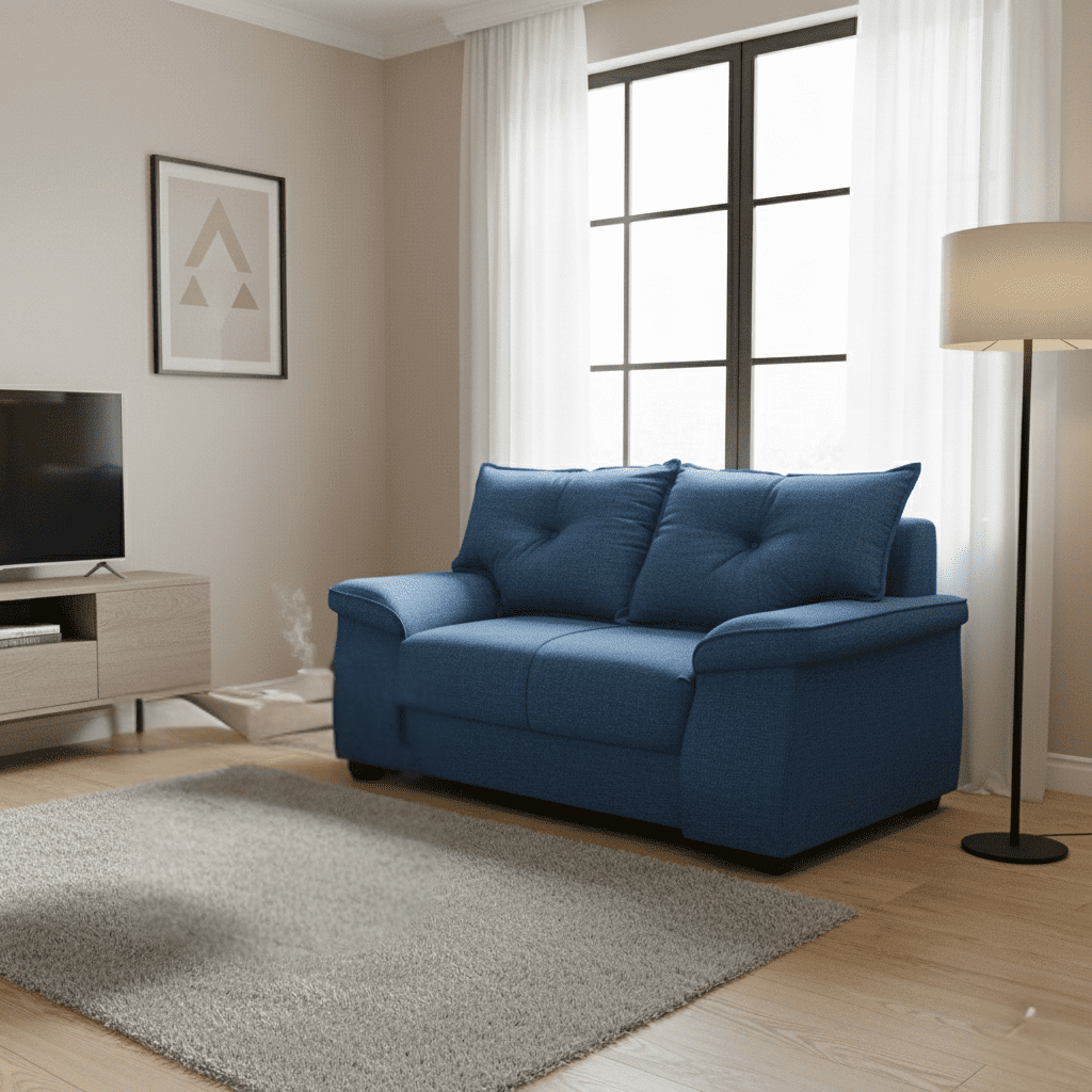 Intermuebles - Sofá Fortaleza 2 Cuerpos Tela Azul