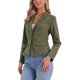 thumbnail image 4 of INSPIRE CHIC Chaqueta de Jean Elástica para Mujer de Regreso a Clases con Cuello de Solapa y Un Botón de Manga Larga Chaquetas de Trabajo de Mezclilla L Verde Oliva, 4 of 6