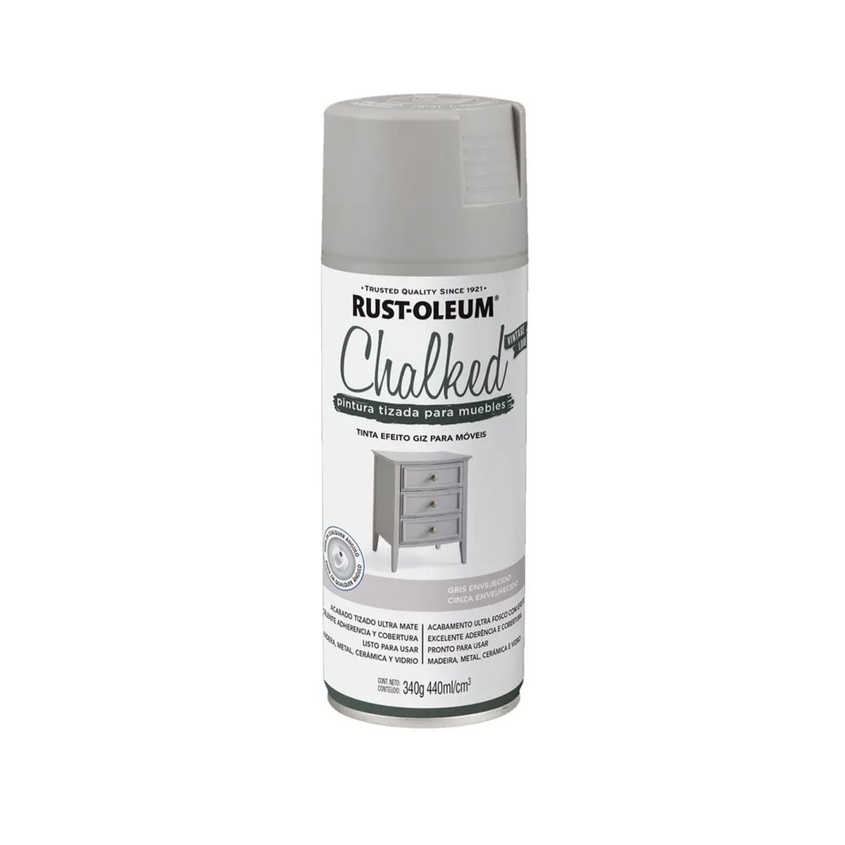 Rust-oleum - Pintura En Spray Chalked Tizada Gris Envejecido Ultra Mate 340 G