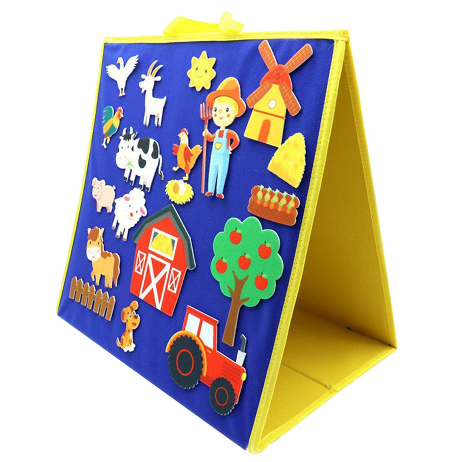 Magideal - Tablero De Franela De Fieltro Plegable Libro Silencioso Para Niños, Tablero De Fieltro De Pie Para Niños Pequeños Coche Avión Juguete Historias De , Granja