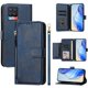 thumbnail image 2 of Funda tipo cartera para REALME 8 4G con bolsillo con cremallera, tarjetero, soporte, correa para la muñeca y tapa de cuero azul, 2 of 5