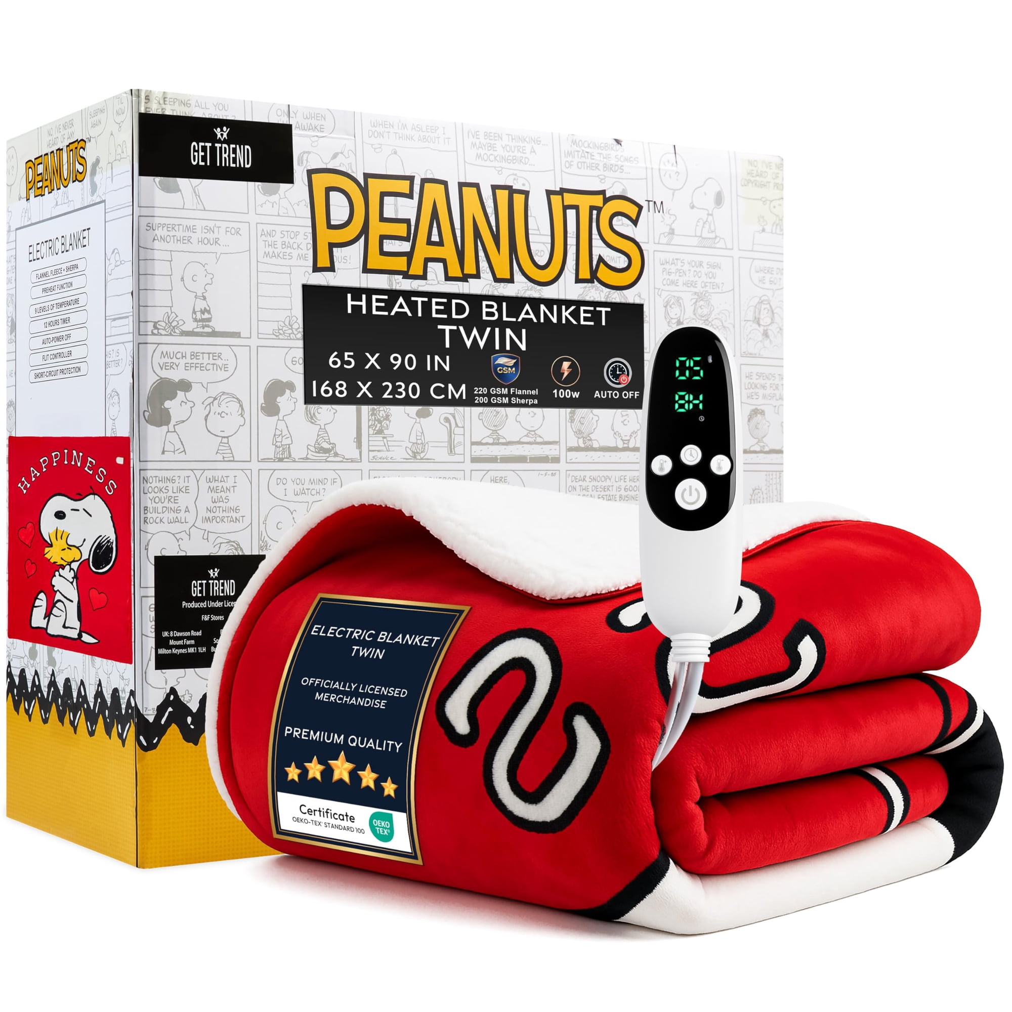 Manta Térmica Eléctrica Get Trend Peanuts Snoopy Twin Red