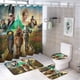 thumbnail image 1 of El Mago De La Ciudad Esmeralda theme 4 piece Shower Curtain Set With Rugs Waterproof Bathroom Decor Set Includes Bath Mat U shaped Rug Toilet Lid Cover And Curtain With Hooks, 1 of 6