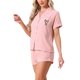 thumbnail image 4 of INSPIRE CHIC Conjunto de pijama de mujer con estampado de corazones, suave, con botones, de manga corta, conjunto de descanso con pantalones cortos para primavera verano M Rosa, 4 of 6