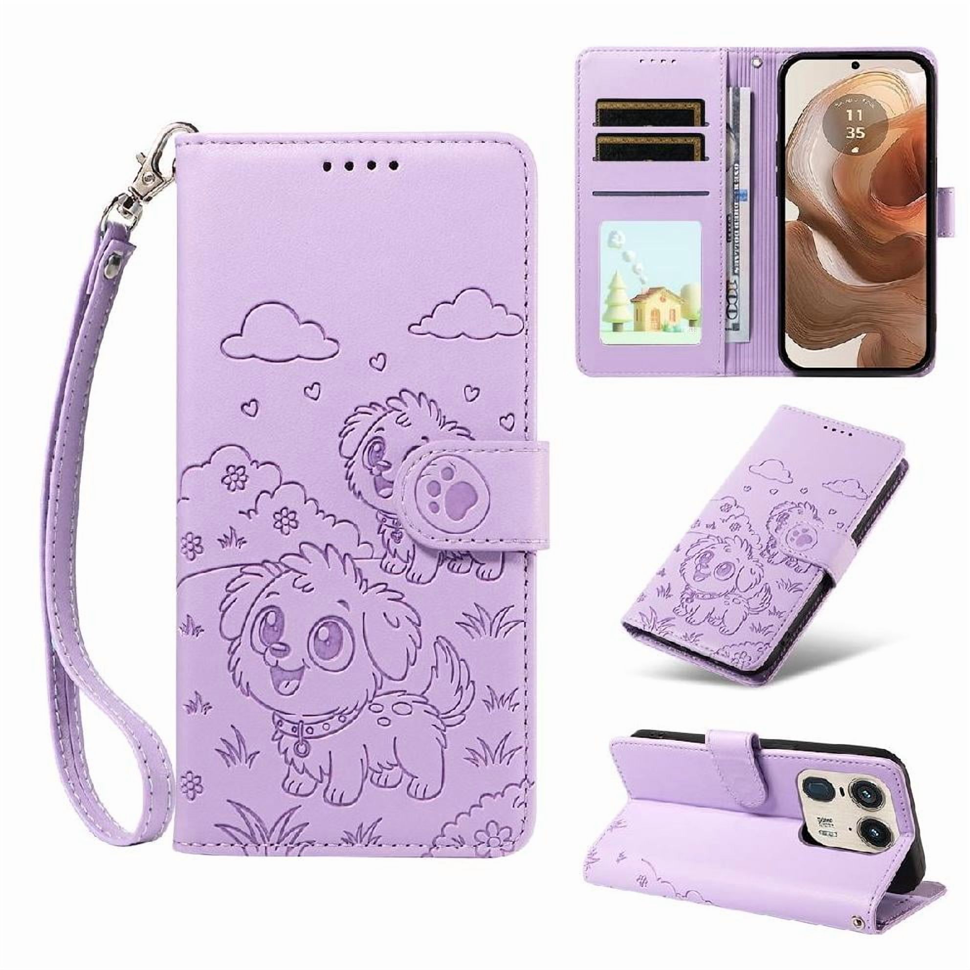 Funda Billetera Foxdock Compatible Con Motorola Edge 50 Ultra 5G, Diseño Perrito Tierno, Ranuras Para Tarjetas Y Soporte Plegable