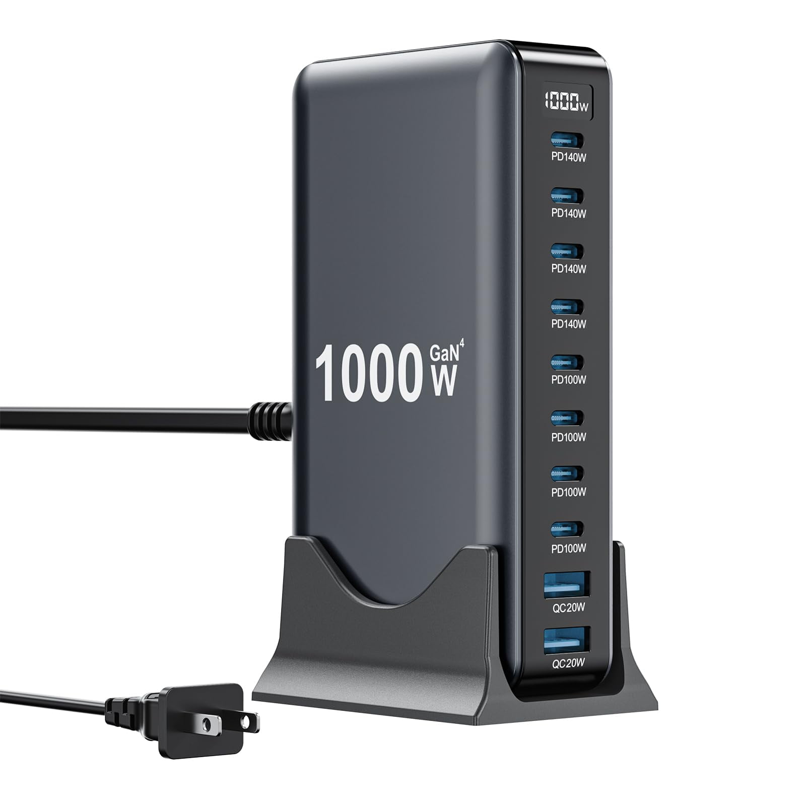 Estación De Carga Smsasoeo 1000 W Usb C De 10 Puertos Para Múltiples Dispositivos
