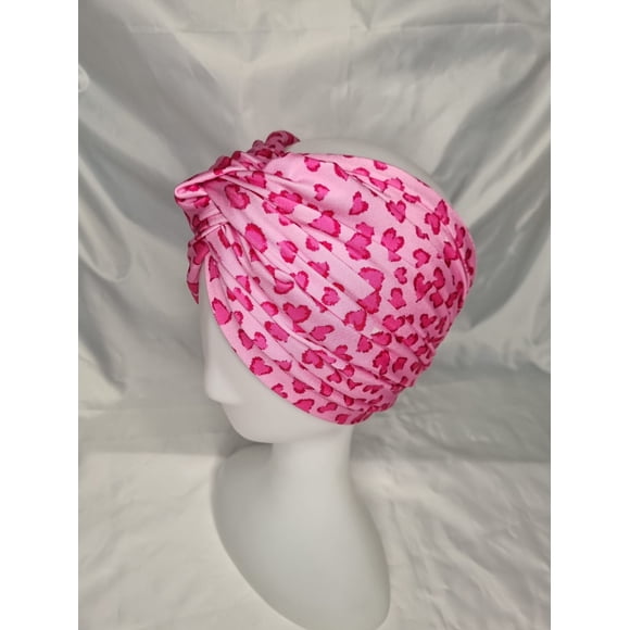 Turbante cintillo clínico lycra corazones fucsia