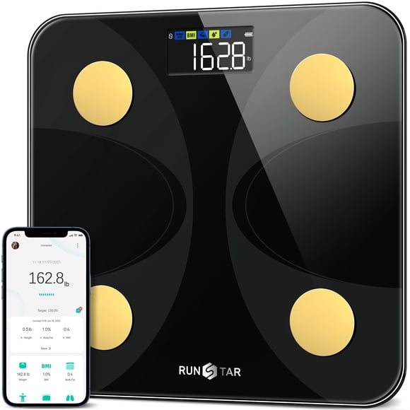 Báscula Inteligente Digital RunStar Analizador de Grasa Corporal Negro Dorado