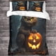 thumbnail image 3 of Juego de funda nórdica con estampado de gato negro de Halloween, animación por IA, juego de ropa de cama para niños y adolescentes, decoración de habitación, juego de ropa de cama de 3 pieza, 3 of 3