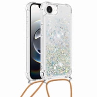 Funda Foxdock Para Iphone 16E Con Cuerda Ajustable, Brillo Líquido, Protección Antigolpes Y Lente – Ideal Para Regalo