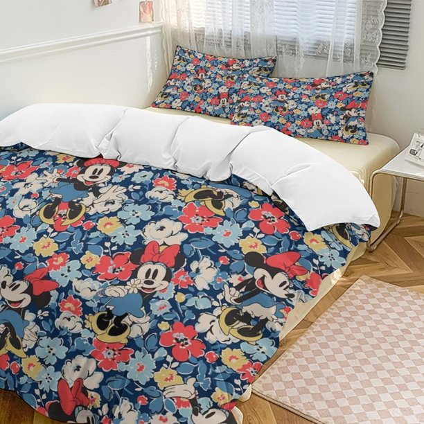 Minnie MouseCartoon Collection 3-Piece Comforter Set, Personalized Bedding Decor for Kids And Teens Bed Sheets