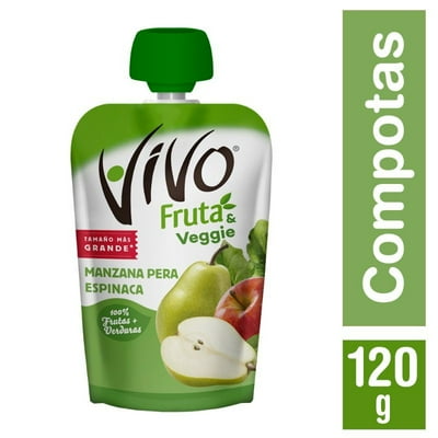 Compota Fruta & Veggies Manzana Pera Espinaca 120 G Vivo