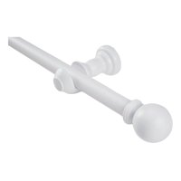 Metalhsa - Set Barra Para Cortina Simple 25 Mm De Madera 1,50 Mt Color Blanco Terminal Bola