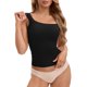 thumbnail image 1 of INSPIRE CHIC Tanques de Espalda en U para Mujeres con Sujetador Incorporado y Tops Básicos Sedosos que No se Muestran L Negro, 1 of 5