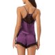 thumbnail image 3 of INSPIRE CHIC Conjunto de Pijama de Satén para Mujer sin Mangas con Escote en V con Encaje Cruzado en la Espalda y Pantalones Cortos Ropa de Dormir Sedosa XL Púrpura, 3 of 6