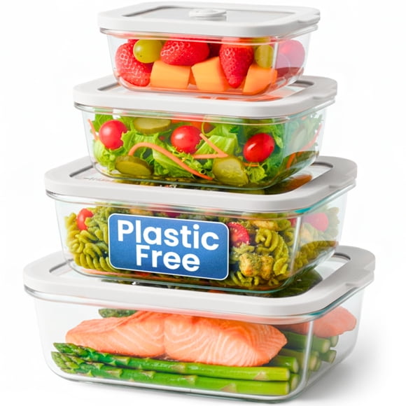 Contenedores de alimentos Ziruma pack de 4, multi‑tamaño, gris