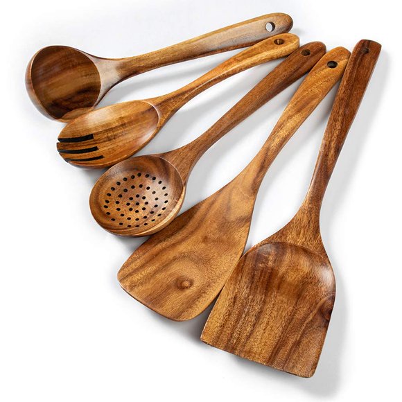 Juego de utensilios de cocina TEZZ Wood, 5 piezas, acacia natural