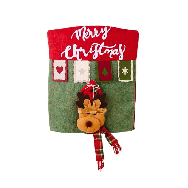 Funda para silla navideña, contraportada navideña, lavable y extraíble para el hogar Funda para silla navideña para vacaciones, restaurante, festival, Alce