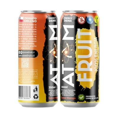 Bebida Energética Mango Lata 250 Ml Atom Fruit
