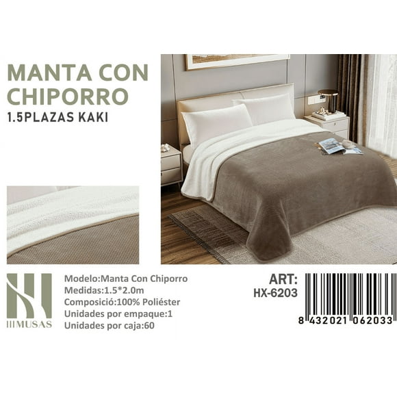 Manta Frasada Con Chiporro Diseño Liso Plaza Y Media