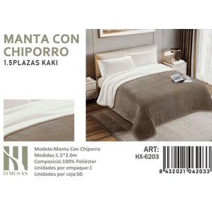 Todostore - Manta Frasada Con Chiporro Diseño Liso Plaza Y Media