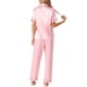thumbnail image 3 of INSPIRE CHIC Conjunto de Pijama de Satén para Mujer de Manga Corta con Botones, Detalle de Ribete y Cintura Elástica, Conjunto de Descanso M Rosa, 3 of 4