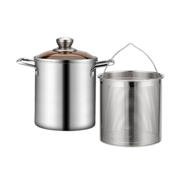 Olla de acero inoxidable para freír, todos los tipos de cocinas, utiliza tapa de vidrio transparente antiadherente, olla de cocina Universal con doble sin abrazadera