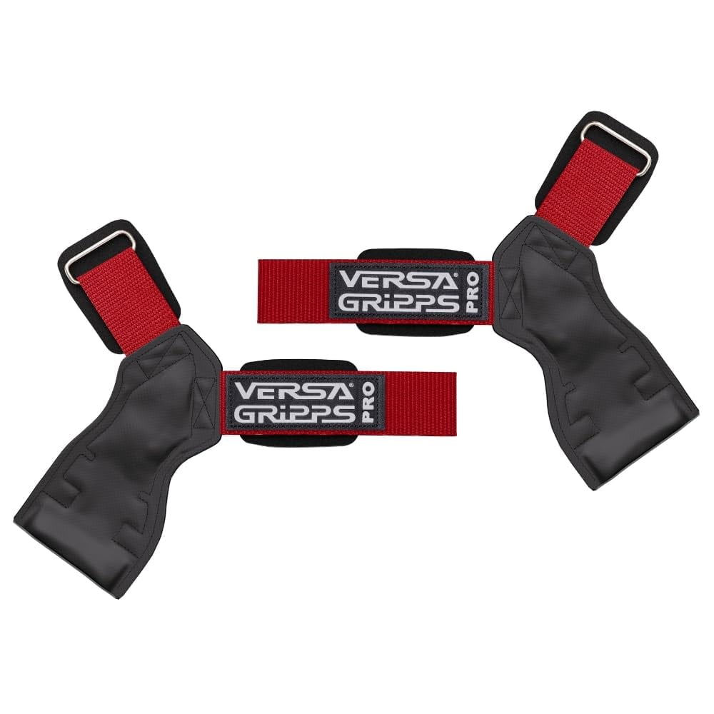 Correas De Muñeca Versa Gripps Pro Para Levantamiento De Pesas Rojas Y Negras