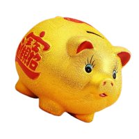 Bothyi - Cerdo Dorado De Cerámica, Alcancía, Olla De Ahorro Para Niños, Regalo De Inauguración De La Casa, 15X12,5X11Cm