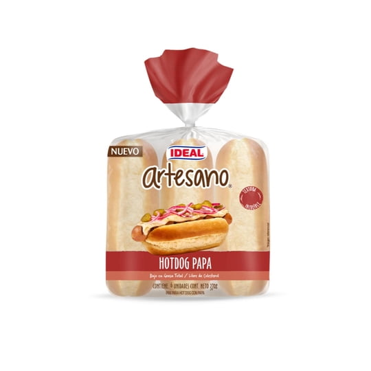 Pan De Completo Hot Dog Papa Artesano 6 Un 370 g Ideal