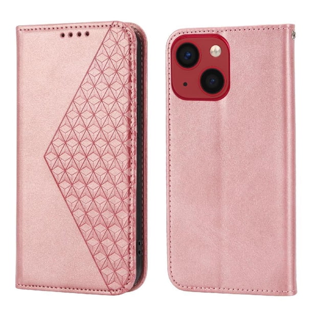 Funda Flip FOXDOCK para iPhone 14 Pro , Estilo Billetera con Diseño Rombo, Correa de Mano y Soporte, Uso Diario
