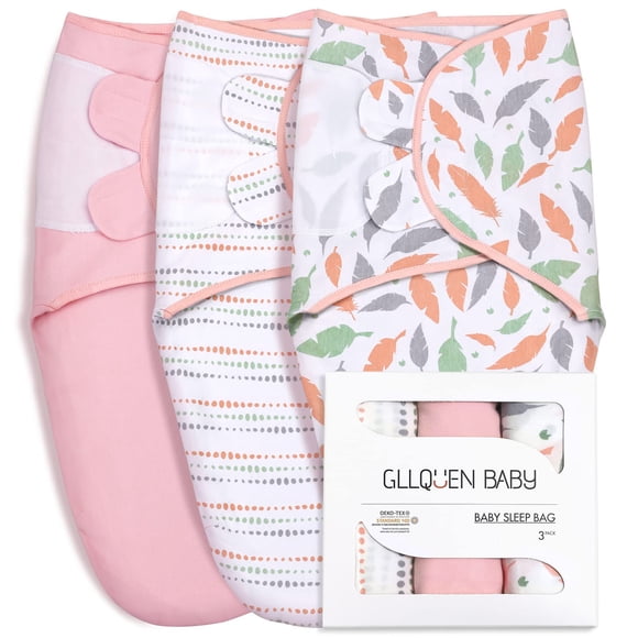 Mantas para pañales GLLQUEN BABY para niñas de 0 a 3 meses, paquete de 3