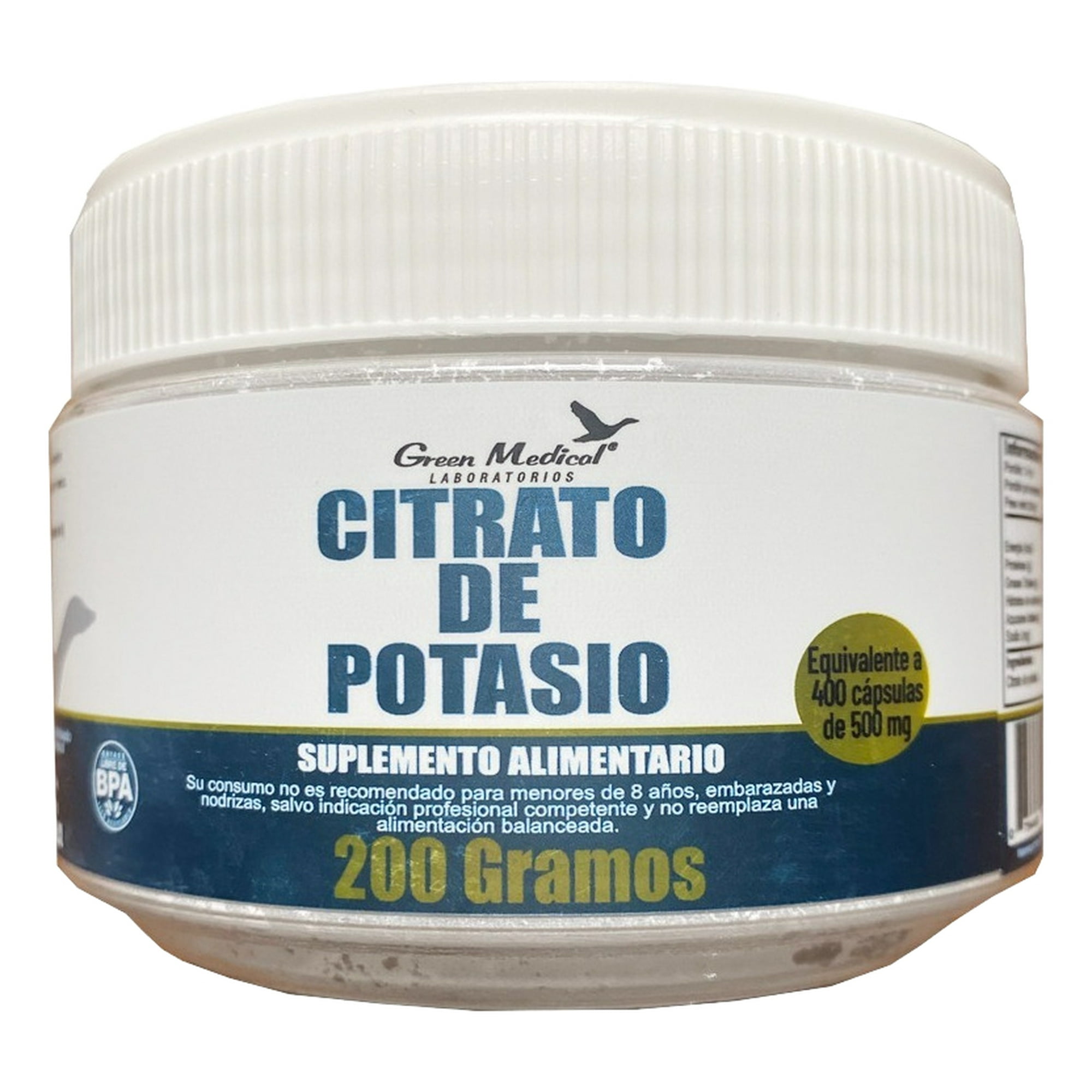 Green Medical - Citrato De Potasio En Polvo 200g. G.m Sabor Sin Sabor