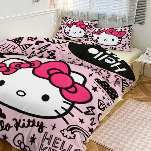 Hello Kitty Bedding Sets for Kids Men Women Twin Size Comforter Set 3pcs Bedding Set
