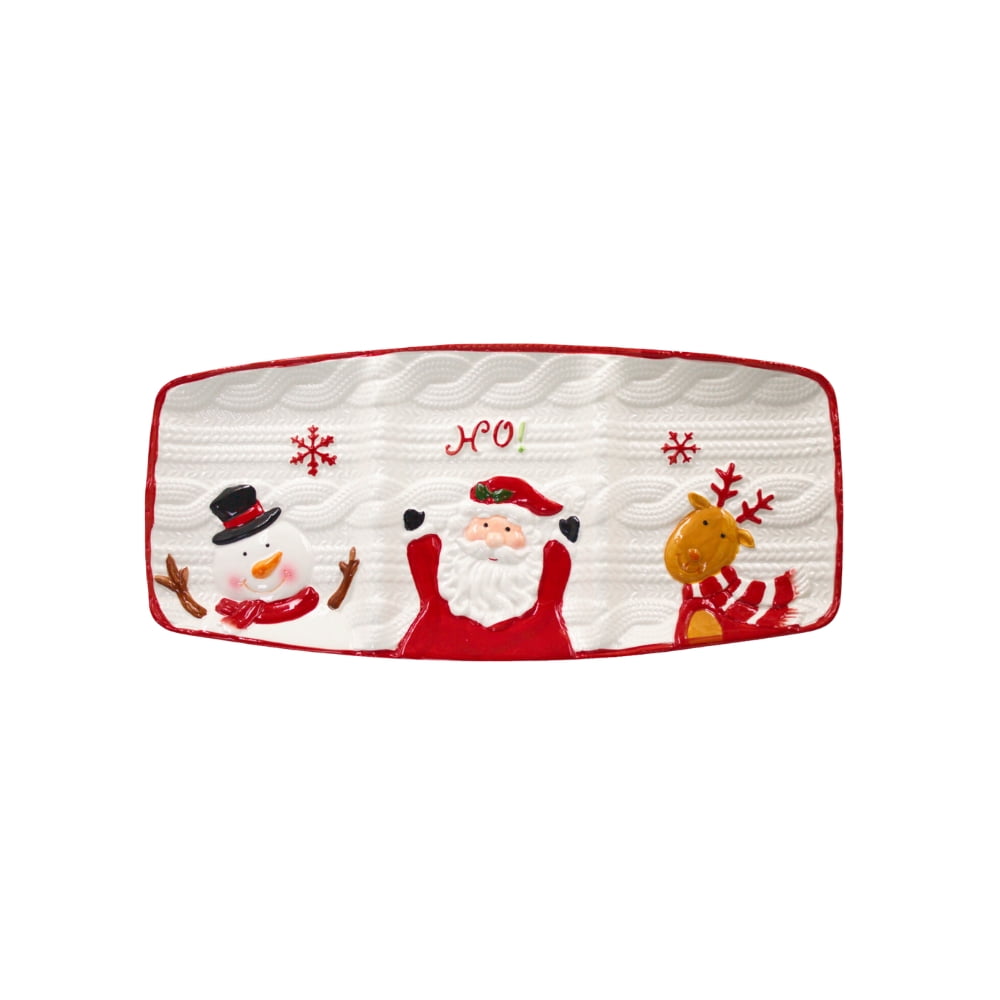 Genérico - Plato 3 Espacios Decorativo Navidad Para Picoteo 38cm Pascuero