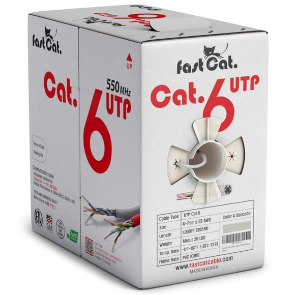 Cable Ethernet Cat6 1000 Pies 23 Awg Cmr 550 Mhz Utp