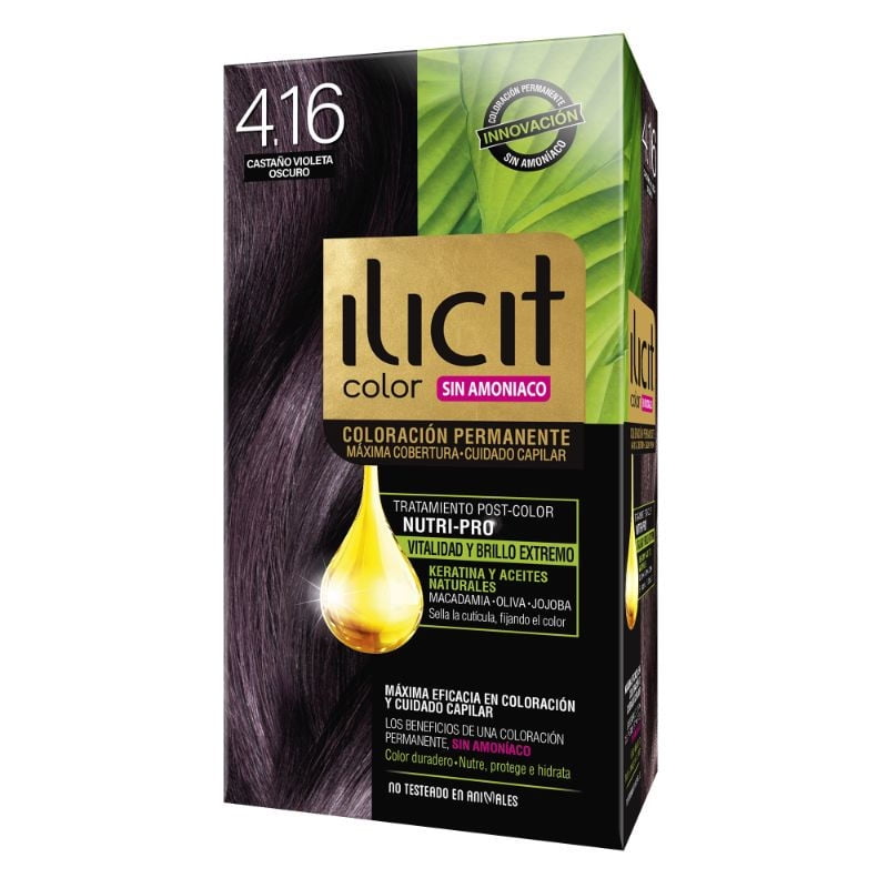 Ilicit - Coloración Cabello Sin Amoniaco 4/16 Castaño Violeta Oscuro