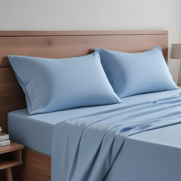 Juego de sábanas Simple Deluxe King Size, color azul ligero