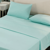 Importclick - Juego Sábanas Algodón Poliéster 200 Hilos + 2 Fundas 2 Pl Celeste