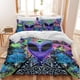 thumbnail image 2 of Moon Wolf Bedding Green Watercolor Forest Wolf Landscape Duvet Cover Sets 3 Pieces Wild Animal Bedding Set, 2 of 5