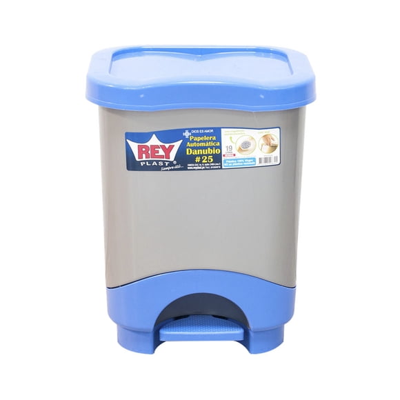 Basurero Pedal 19L 41X27 Cm Gris - Azul